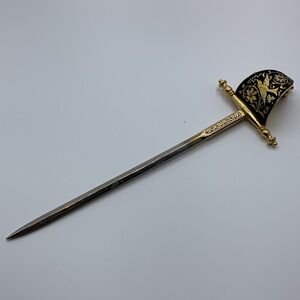 Spanish Damascene Sword Letter Opener. Toledo. VTG